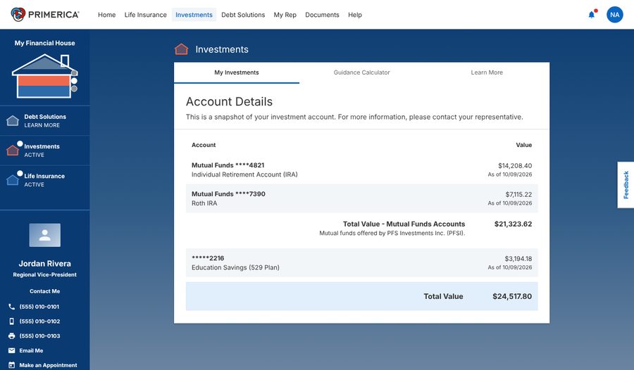 Investments page